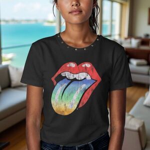 Rock & Republic Rolling Stones Lips T Shirt Size XS
